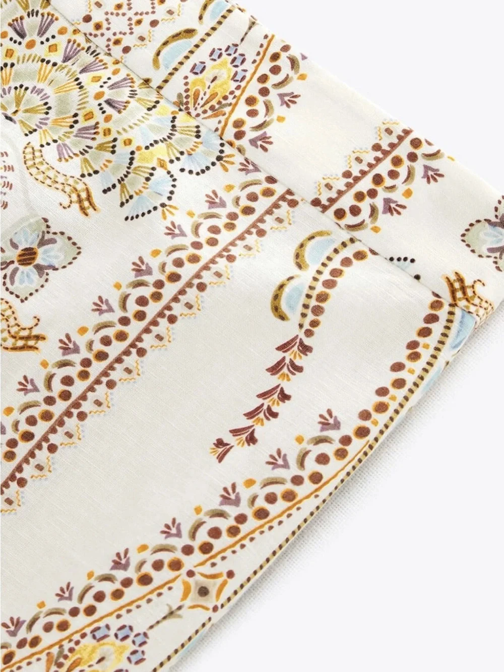 Zara Printed Linen Blend Pants